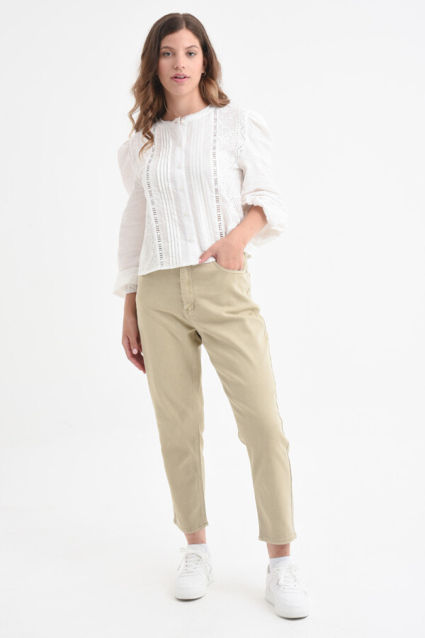 Pantalón Mom Fit Beige