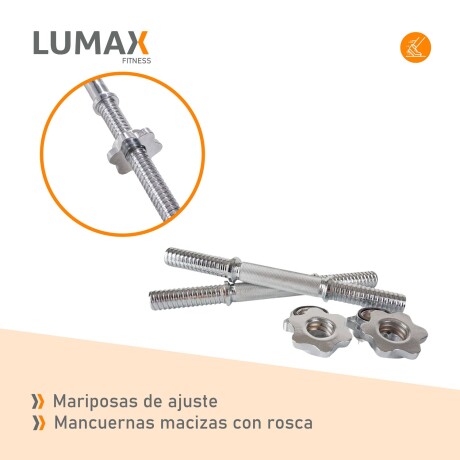 Kit 2 mancuernas + barra recta 150cm + 20 kg 2x5Kg 2x2.5Kg 4x1.25Kg