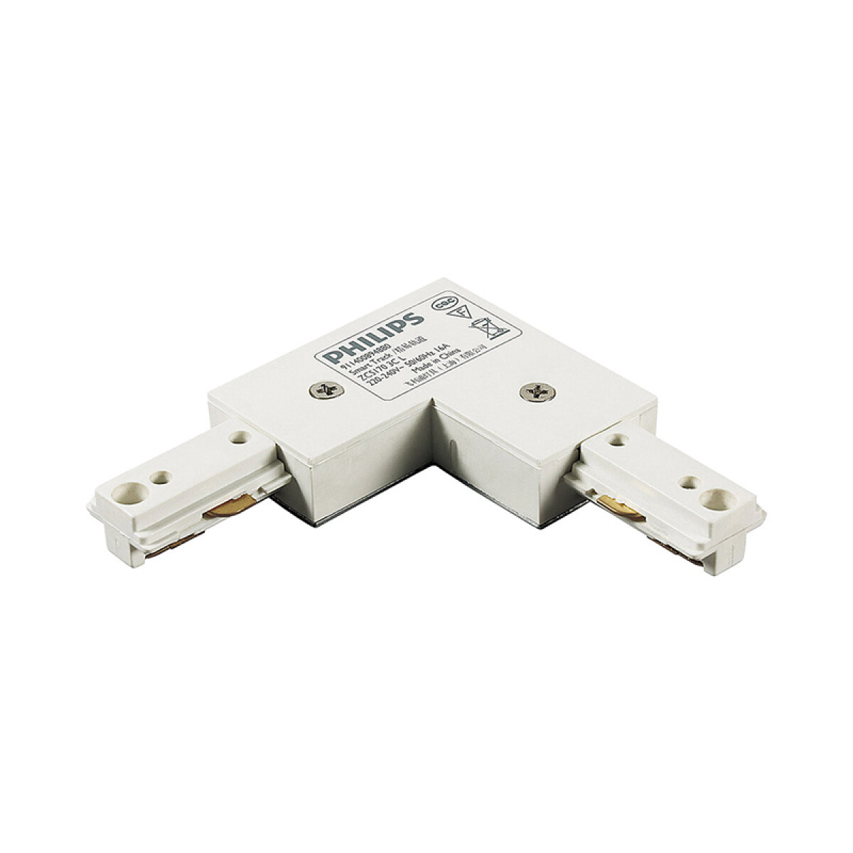 Conector blanco en "L" para riel de 3 vías - PH9333 