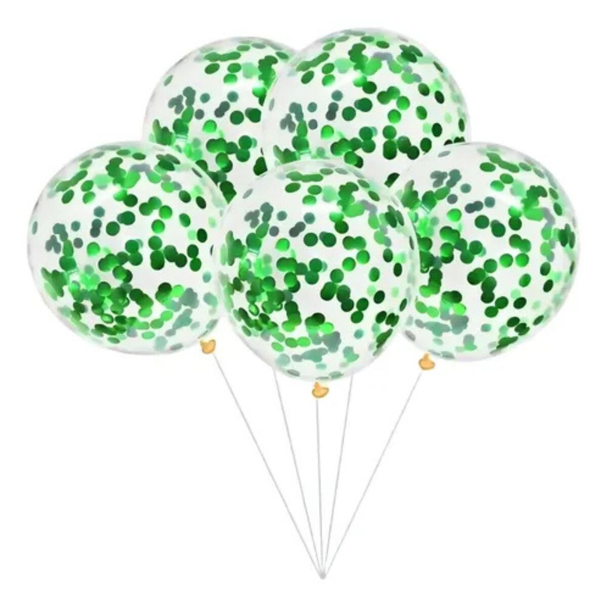 Globo Transparente con Confetti x6 - Verde 