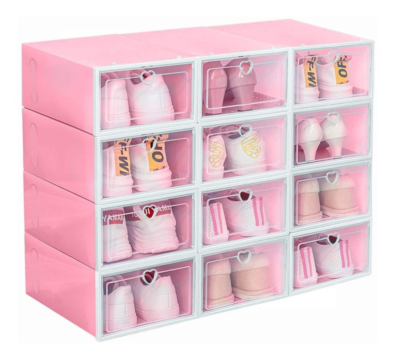 Cajas Estantes Organizador Rack Zapatos Zapatera Apilabl X48 - Color Variante Corazon Rosado 