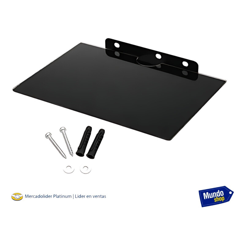 Soporte Canalera, Decodificador, Consola, Dvd Vidrio Negro