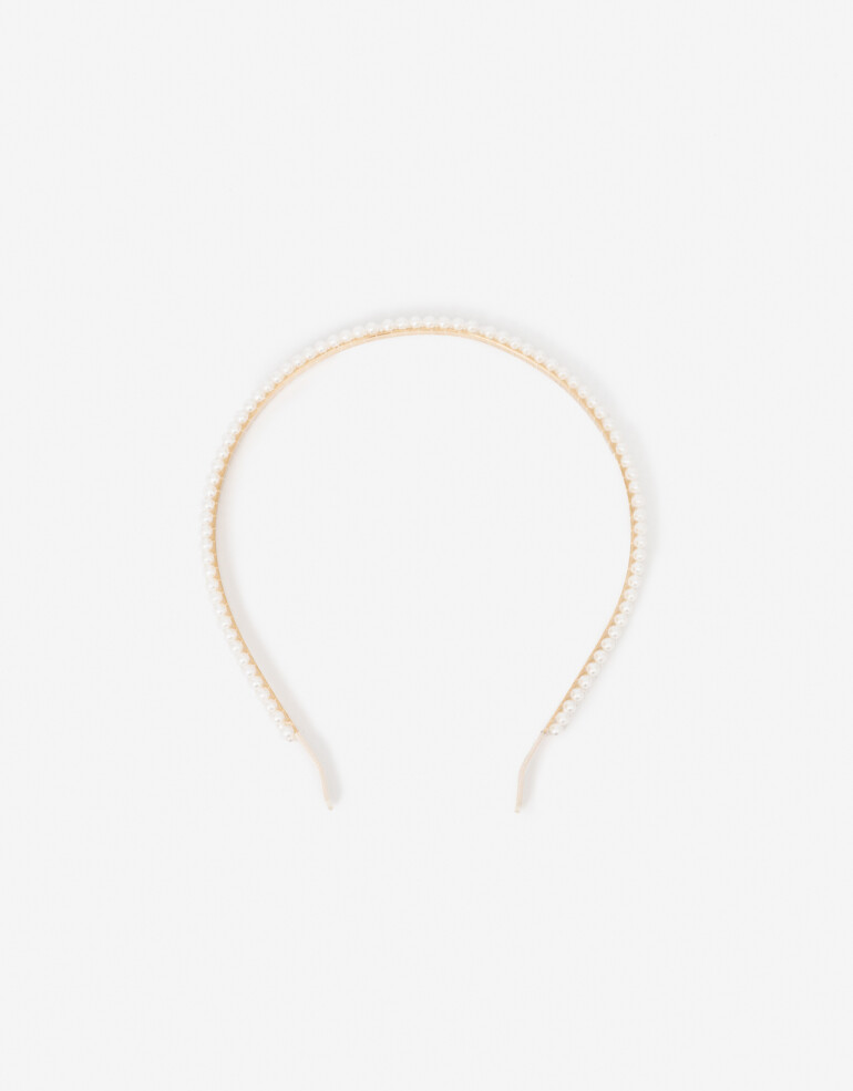 Vinchas Rígidas Perla Vincha Con Perlas - Blanco Nacarado/perlado