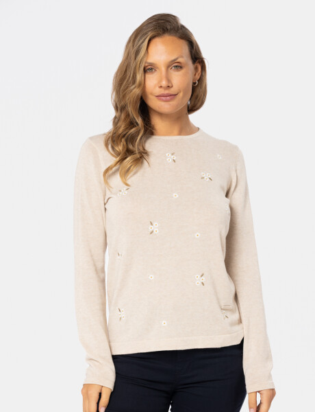 BUZO TEJIDO BORDADO Beige