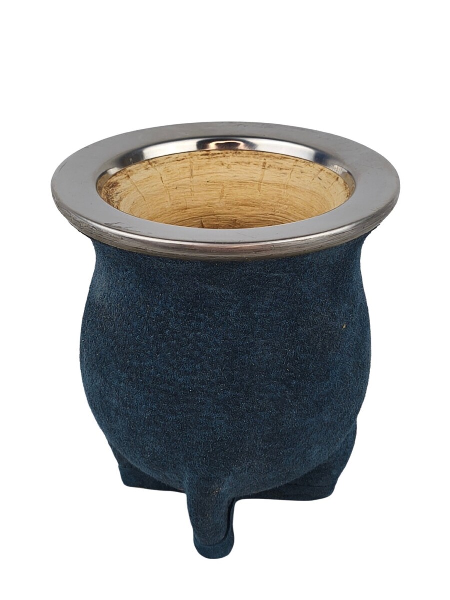 Mate calabaza camionero en pecarí acero grande - Azul 