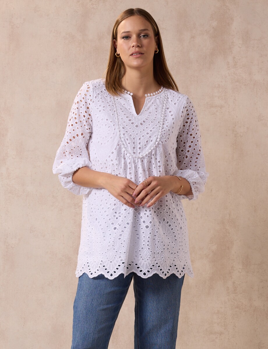 Blusa Broderie - Blanco 