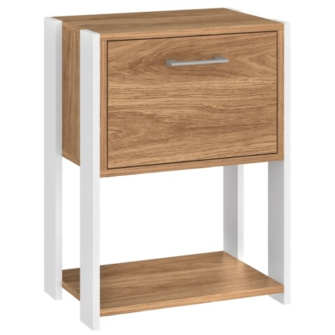 Mesa de Luz Noche Rivoli - Puerta Batiente y Estante Inferior - 45x60cm - Miel / Blanco Mesa de Luz Noche Rivoli - Puerta Batiente y Estante Inferior - 45x60cm - Miel / Blanco