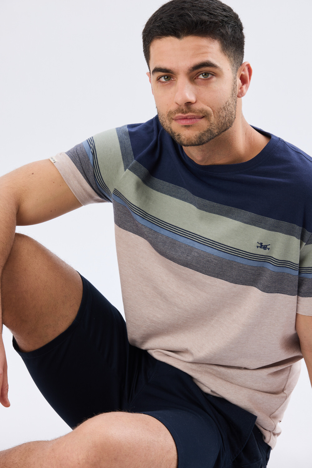 REMERA RAYADA DE ALGODÓN Beige