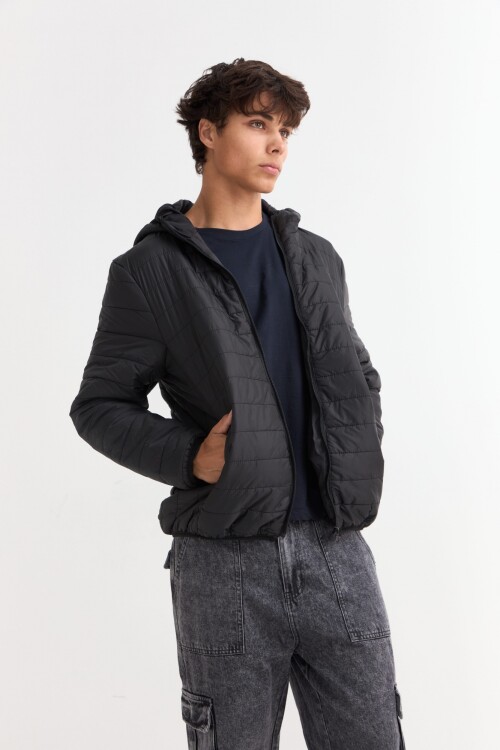 Campera puffer básica NEGRO