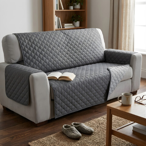 Cubre Sofá Sillón Protector Reversible 3 Cuerpos Cobertor Variante Color Gris