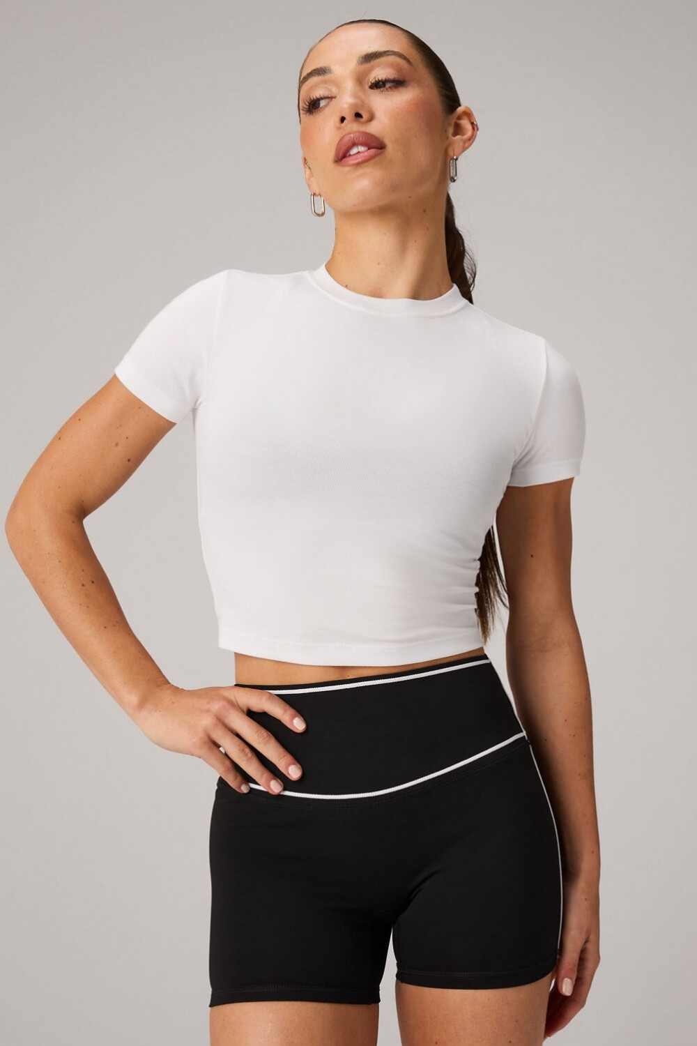 Polo Cotton Jersey Cropped Baby Tee Mujer Classic White