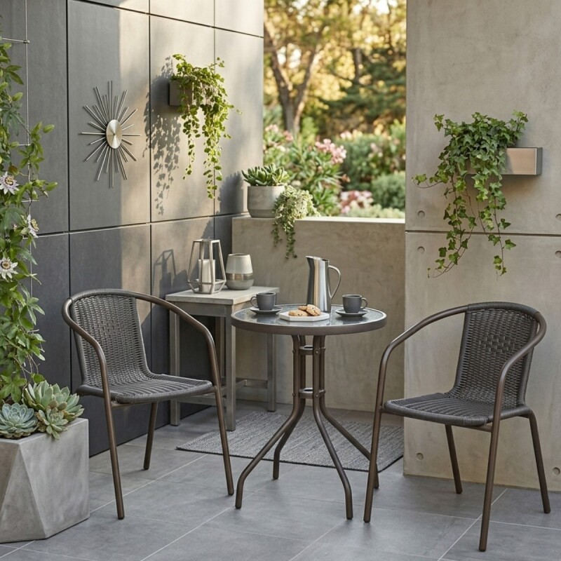 JGO DE MESA RED VIDRIO P/JARDIN MARRON 3PZAS Unica