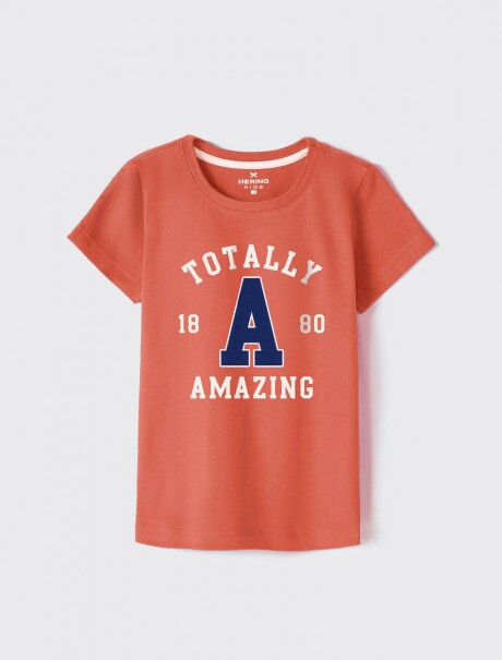CAMISETA BÁSICA INFANTIL CON ESTAMPA ROJO