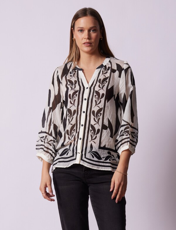 Blusa Gasa BLANCO/NEGRO