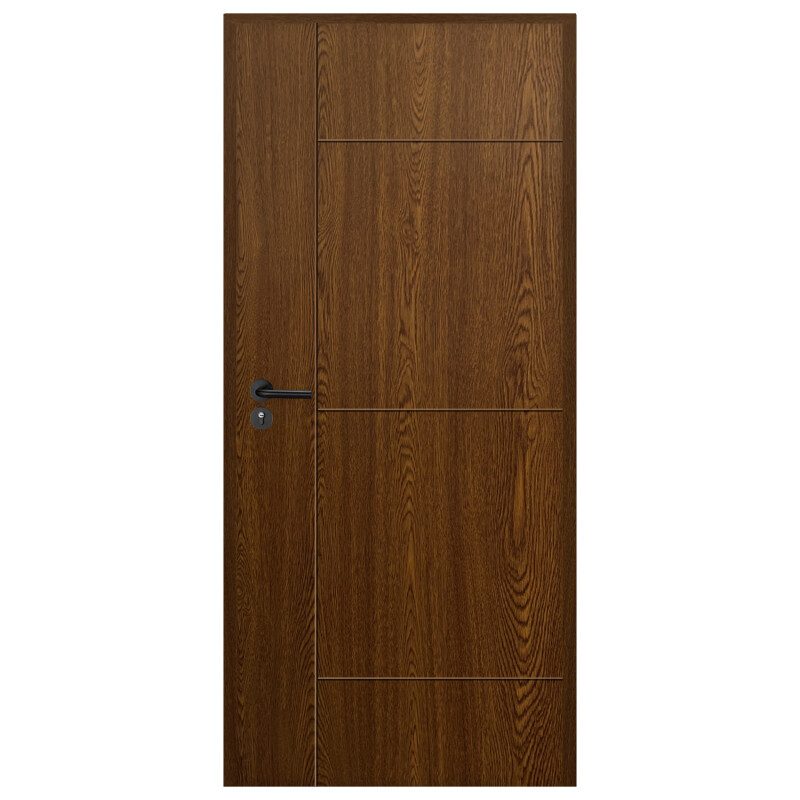 Puerta Interior en MDF con Marco y Cerradura Lumax Marrón Oscuro Diseño Ankara Herraje Negro