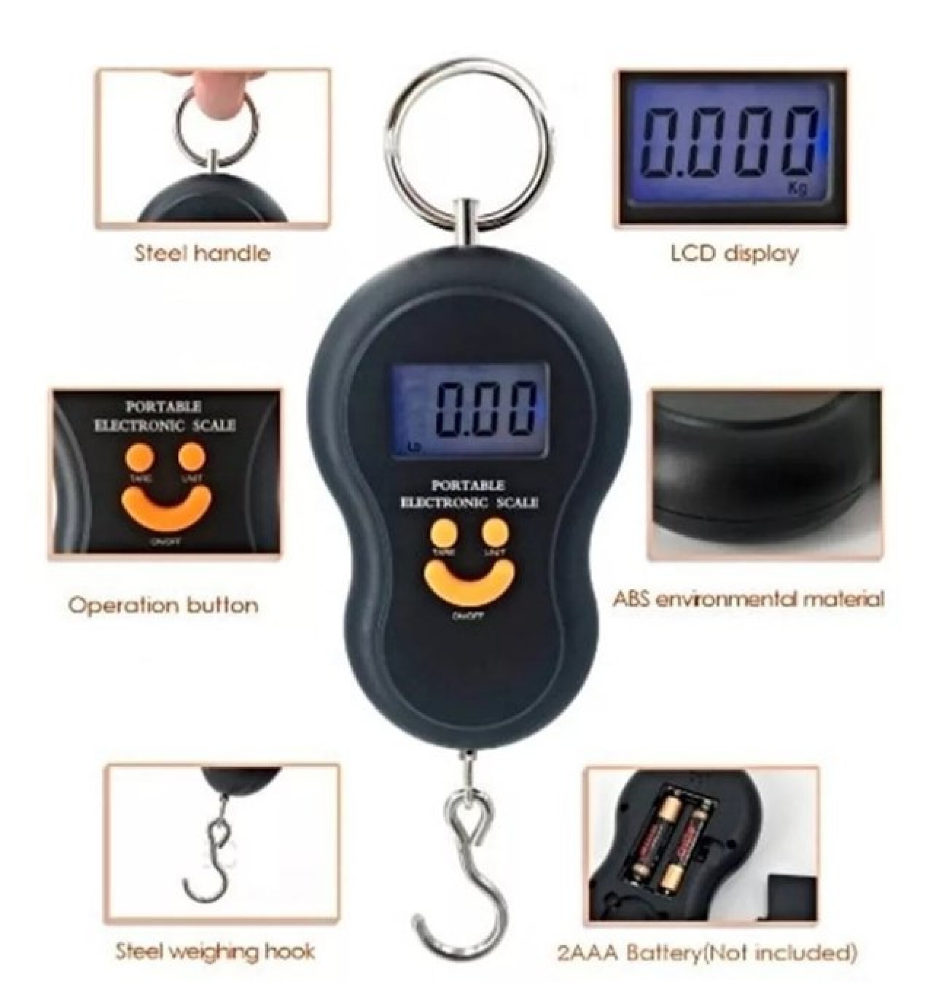 Balanza digital para equipaje con LCD Blacklight. Portátil, ideal para  viajar. 110 lbs., Negro