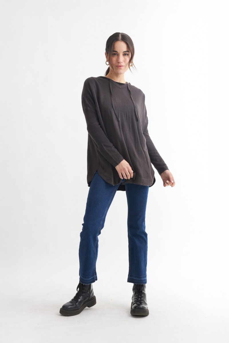 Sweater oversized con capucha GRIS OSCURO