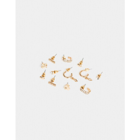 Set De Aros Con Strass Dorado Dorado