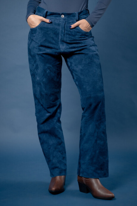 Leather Pant Azul gamuza