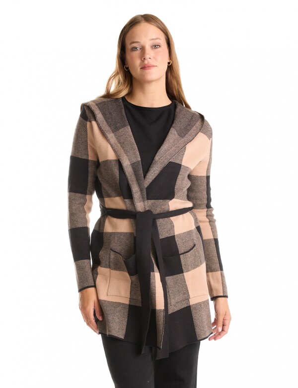 Cardigan Capucha Bls NEGRO/TOSTADO