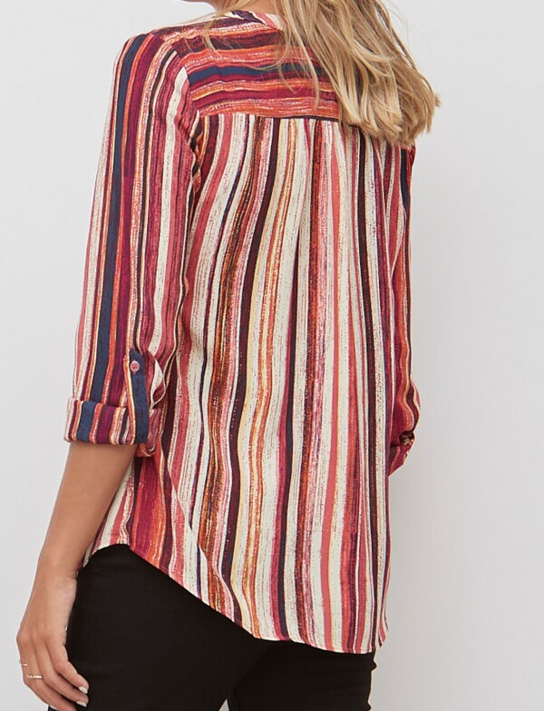 Blusa Gasa Print MULTI/ROJO