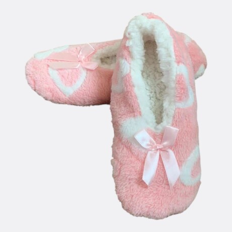 Pantufla Corazón y Lazo Rosa/Blanco