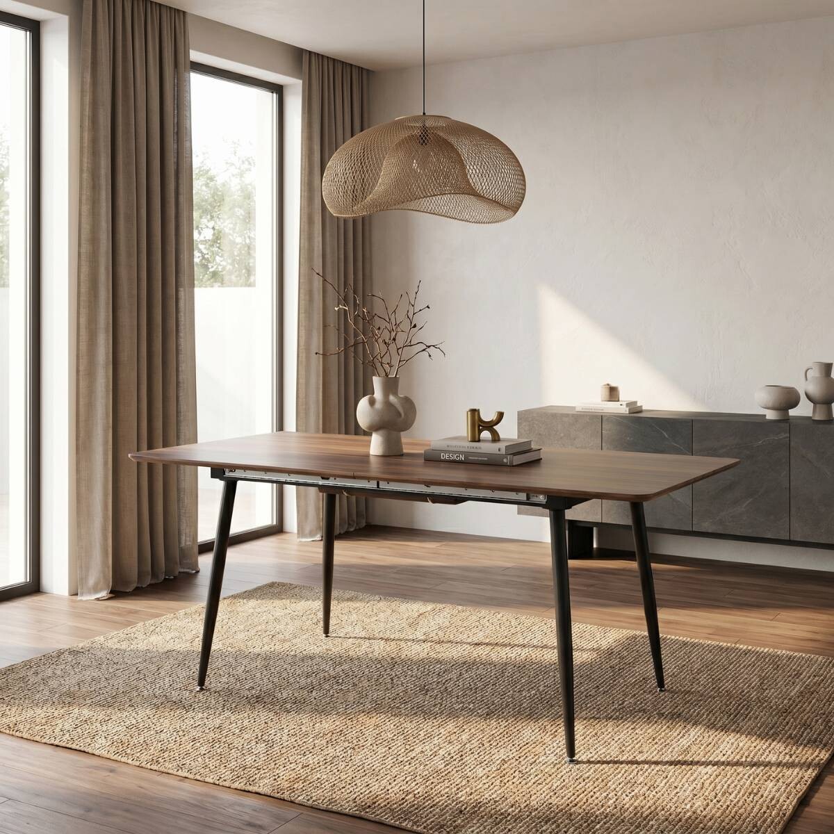 Mesa de Comedor Extensible Lupo - Roble Oscuro 