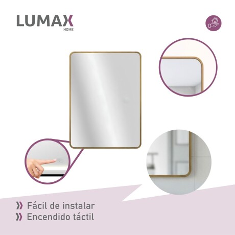 Espejo Vertical Lumax Suleban c/marco y luz 90x70cm Dorado