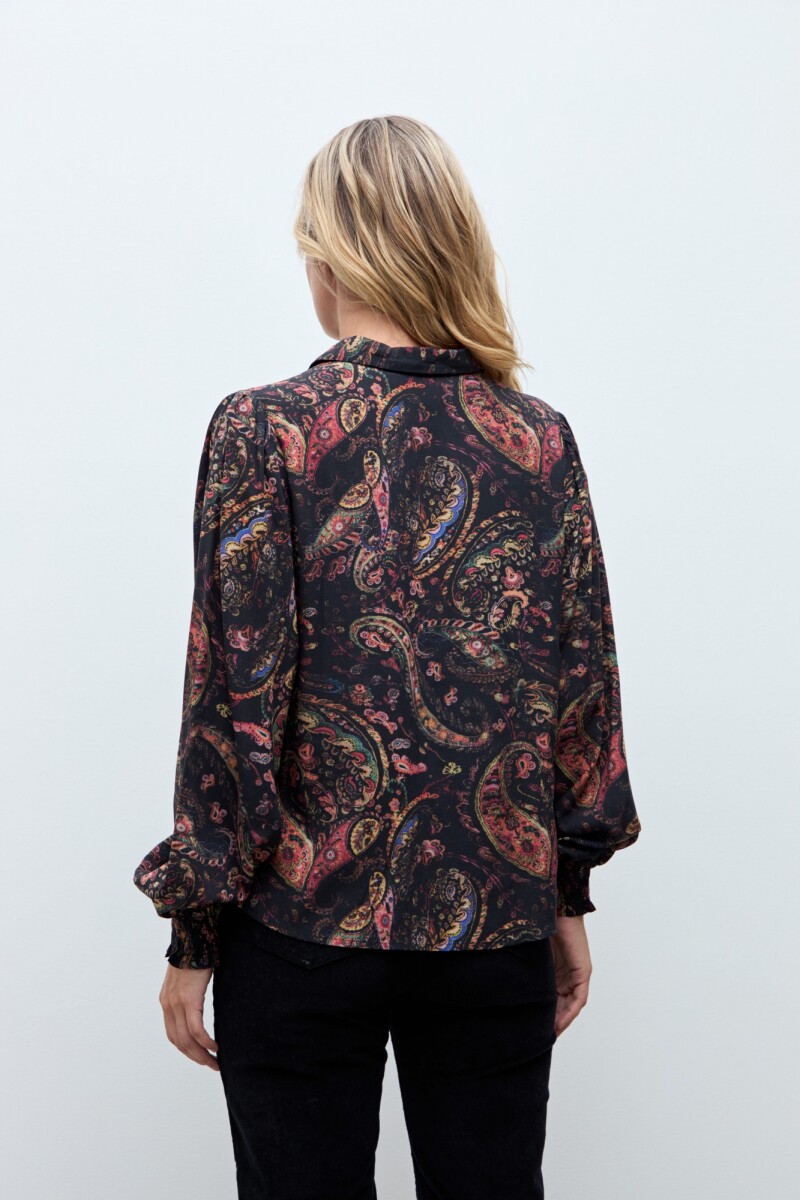 Camisa estampada boho negro
