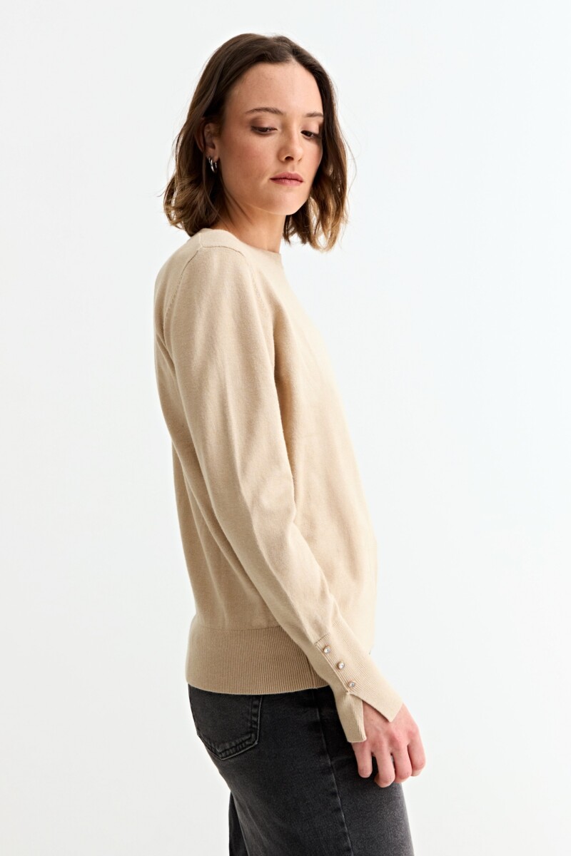Sweater con detalle en manga BEIGE