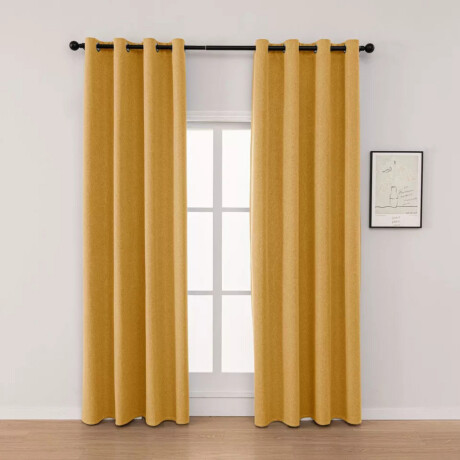 Cortina 2 Paños 106 X160 Cm Textura Lino Amarillo