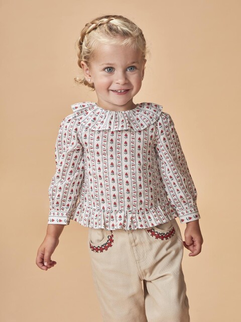 Blusa Con Volantes Rojo