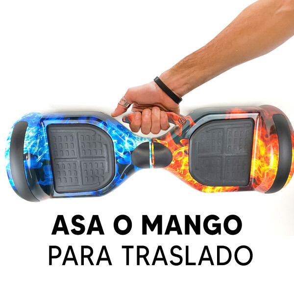 Combo De Skate Eléctrico 6.5" Con Luces Y Bluetooth + Asiento Para Hoverboard PK SKATE 6.5 FUEGO 23 + ASIENTO