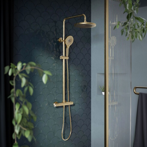 GRIFERIA BARRA DUCHA EN AC INOX COLOR ORO CEPILLADO - SERIE SIGNATURE DORADO-BRUSHED GOLD