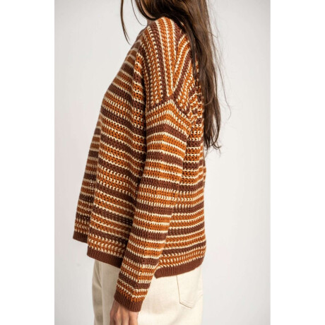 Sweater Rayado Texturado Ocre