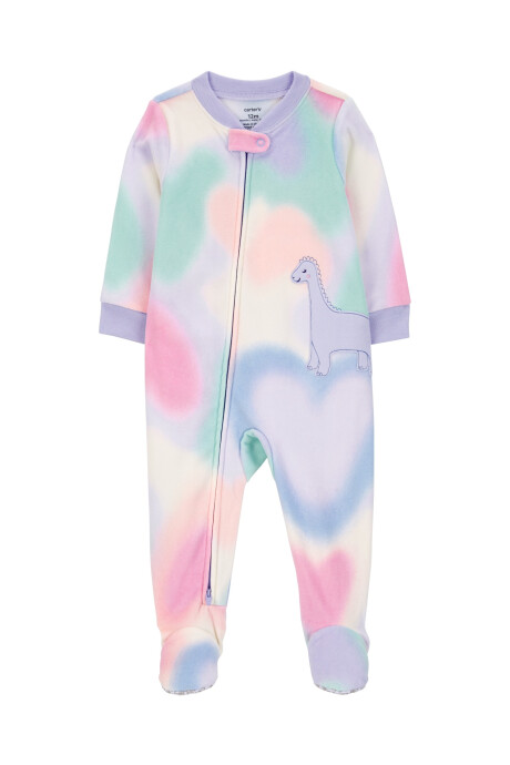 Pijama una pieza de micropolar, con pie, estampa dino Sin color