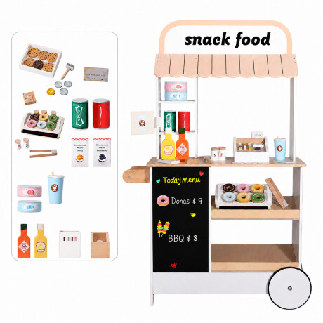 Carrito De Comida Madera Infantil Con Accesorios Blanco/crema