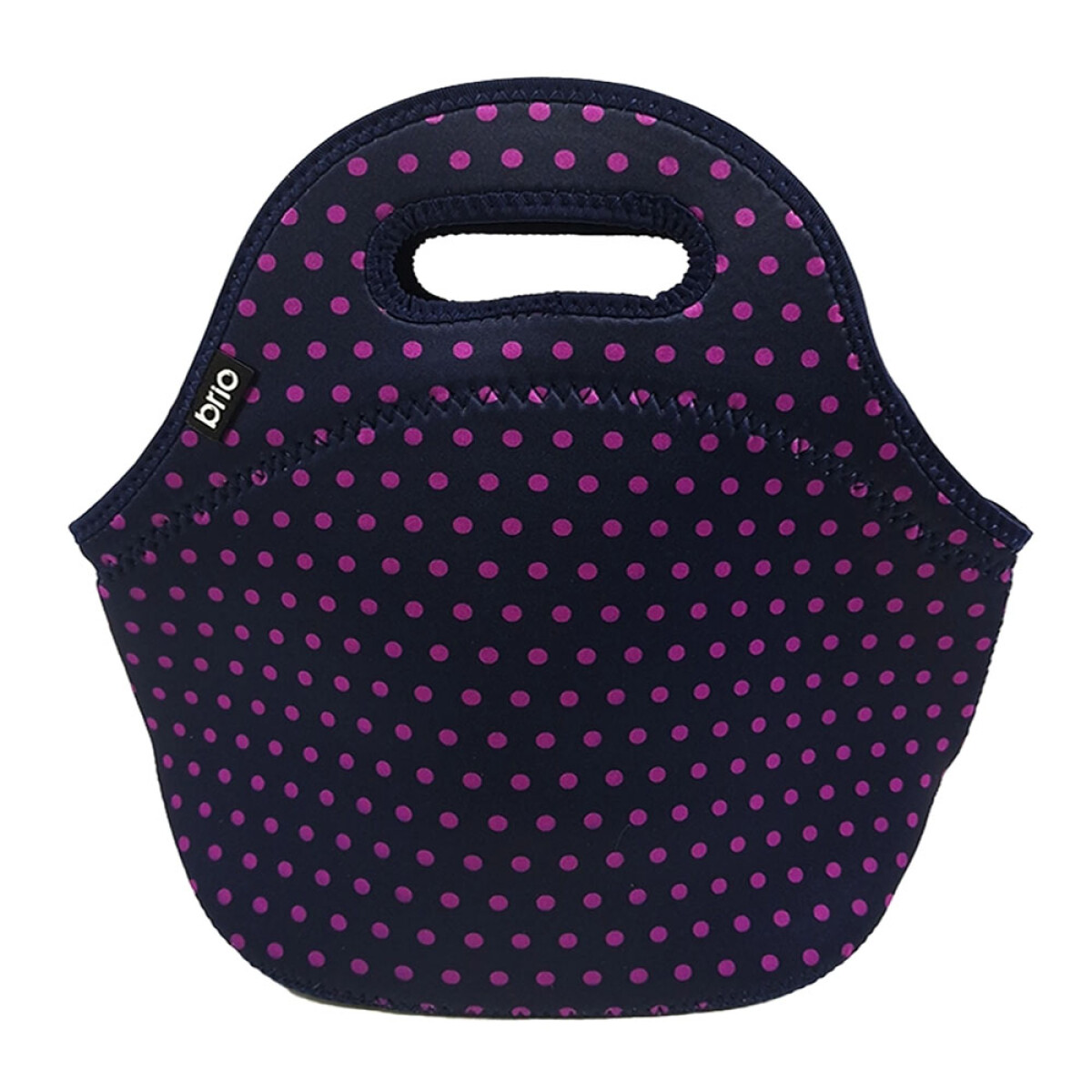 Lunchera de Neopreno Brio Bolso Térmico Bebida Comida c/ Asa - Azul Lunares Violetas 