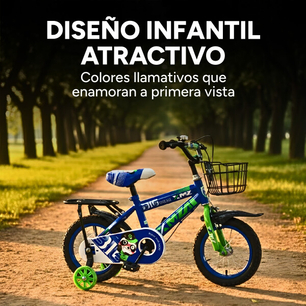 Bicicleta Infantil XMZ Rodado12 Canasto Parrilla Guardabarro Azul 1