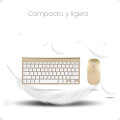 Combo de Teclado y Mouse Inalámbrico Slim Dorado