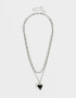 Collares Cortos Con corazón Collar Multicadenas Con Corazón - Plateado
