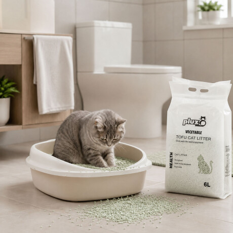 Arena Para Gatos Tofu 6L Aglomerante Descarga Inodoro Verde