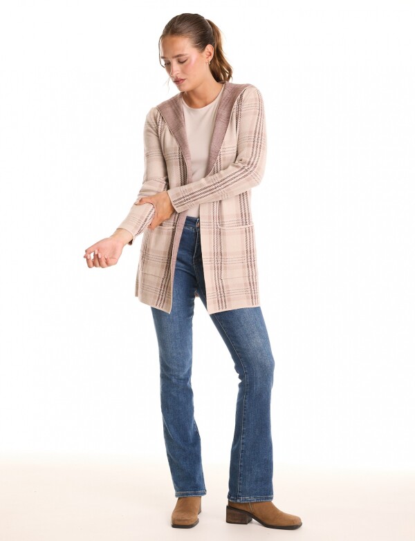 Cardigan Con Capucha BEIGE/MULTI