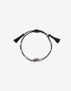 Pulseras Flexibles Folk Pulsera Ajustable Con Dije Pluma Y Strass Boho - Plateado Antique Silver