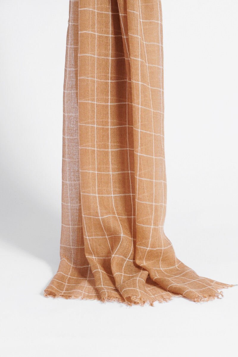 Pashmina lino cuadrillé beige