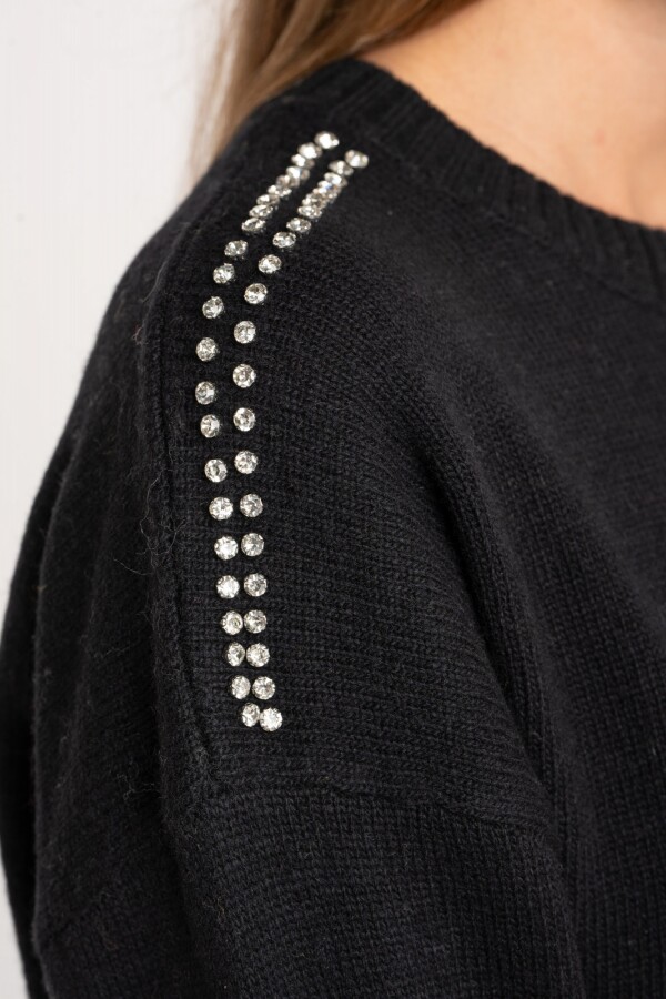 Sweater Lana Apliques Negro