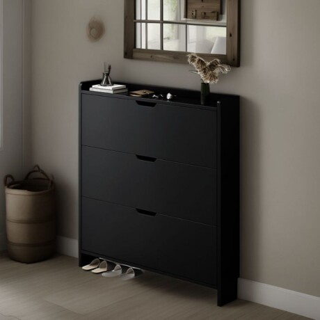 Zapatero Organizador Vertical De 3 Estantes Negro