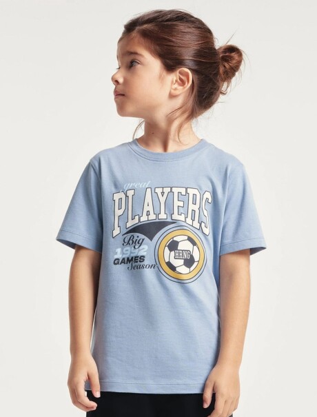 CAMISETA BÁSICA CON ESTAMPA CELESTE