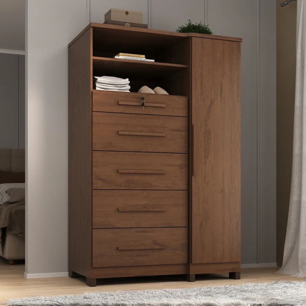 Cómoda zapatera Imperial 1 Puerta 5 Cajones Jacaranda