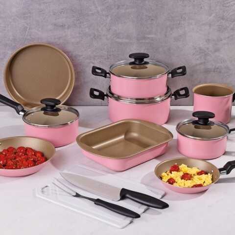 Juego de Ollas Tramontina New Turquia 7 piezas Rosa 27899/525 Juego de Ollas Tramontina New Turquia 7 piezas Rosa 27899/525